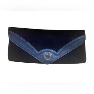 Vintage Teek Orr Navy Blue 1950s Envelope Suede Clutch Purse
